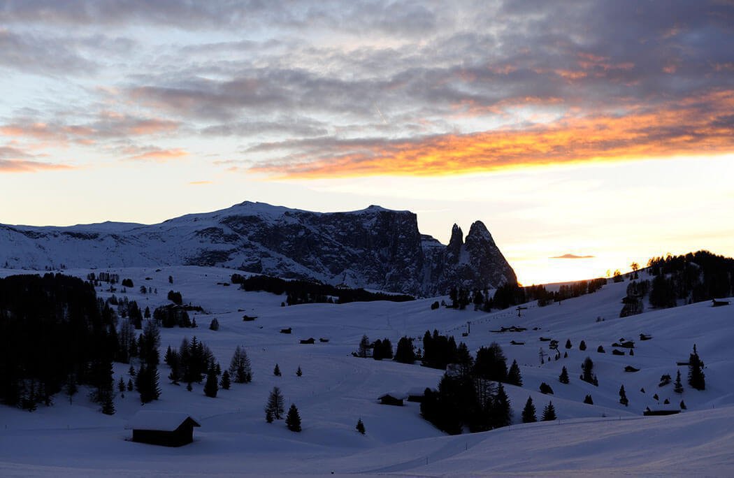 Inverno sull'Alpe di Siusi in Alto Adige